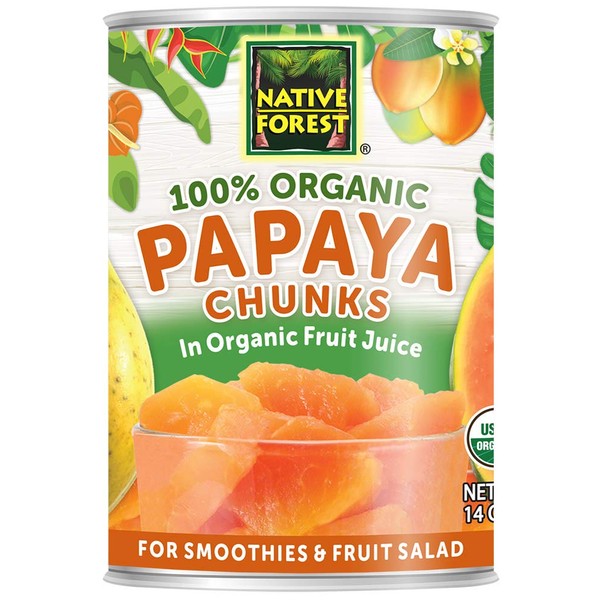Native Forest Organic Papaya Chunks 14-Ounce (Pack of 6)
