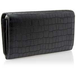 A|X ARMANI EXCHANGE womens Crocodile Pu Leather Continental Wallet, Black, One Size US