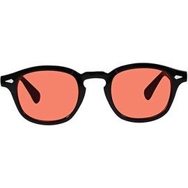 Bestum Inspired Square Sunglasses With Rivets Tinted Lens UV400 (Black, A Red)