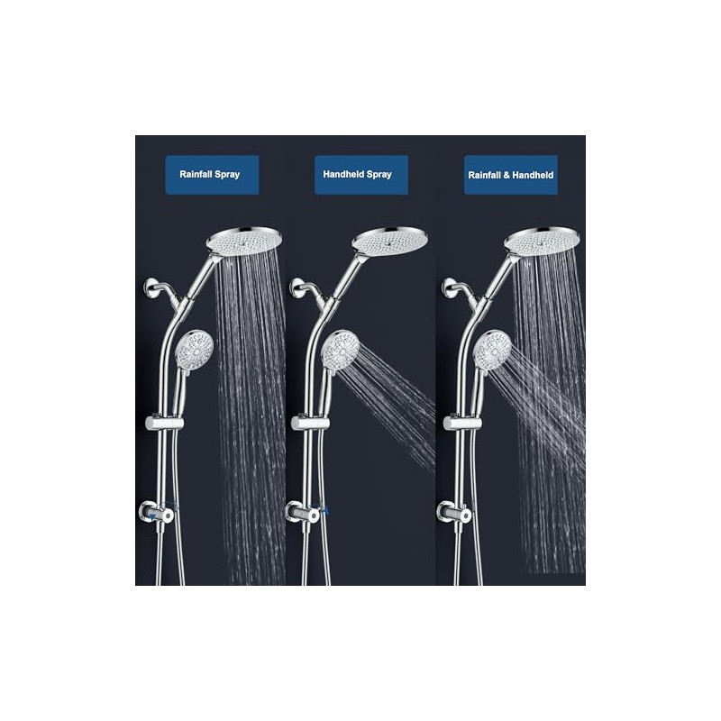 7.5" Rotatable Dual Shower Head with Handheld Combo, Kids Friendly
