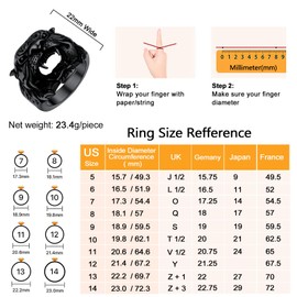 U7 Tiger Ring Retro Black Stainless Steel Hypoallergenic Punk Rock Animal Signet Rings for Men Women (Size 11)