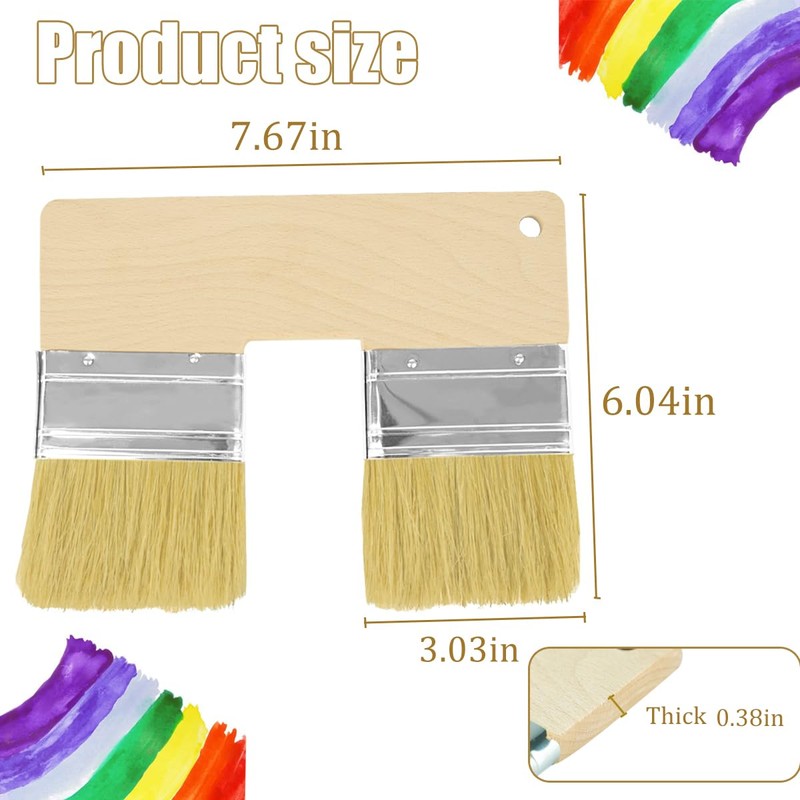 Double Paint Brush U Shaped Bristle Art Flat Texture Brushes