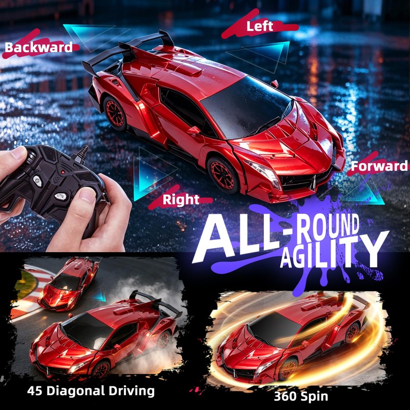 Transform 1:12 Scale RC Car Robot 2-in-1 Transforming Car Toys