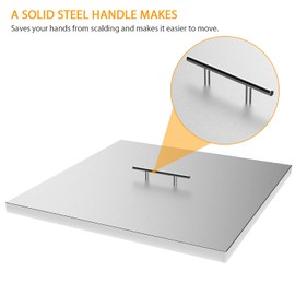 AJinTeby Fire Pit Lid Fits 24" x 24" Drop-in Fire Pit Pan, 27" x 27" Upgrade Porcelain Steel Fire Pit Cover, Fire Pit Cover Rectangular Burner Pan