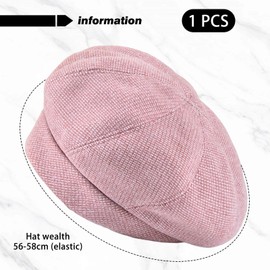 CHROMACRAFT 1 Pink Beret Hat, Retro Literature Hat, Women's Hat, Simple and Versatile Hat, Clothing Accessories, pink, M
