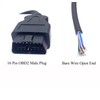 16 Pin OBD2 Male Plug to Bare Wire Open End