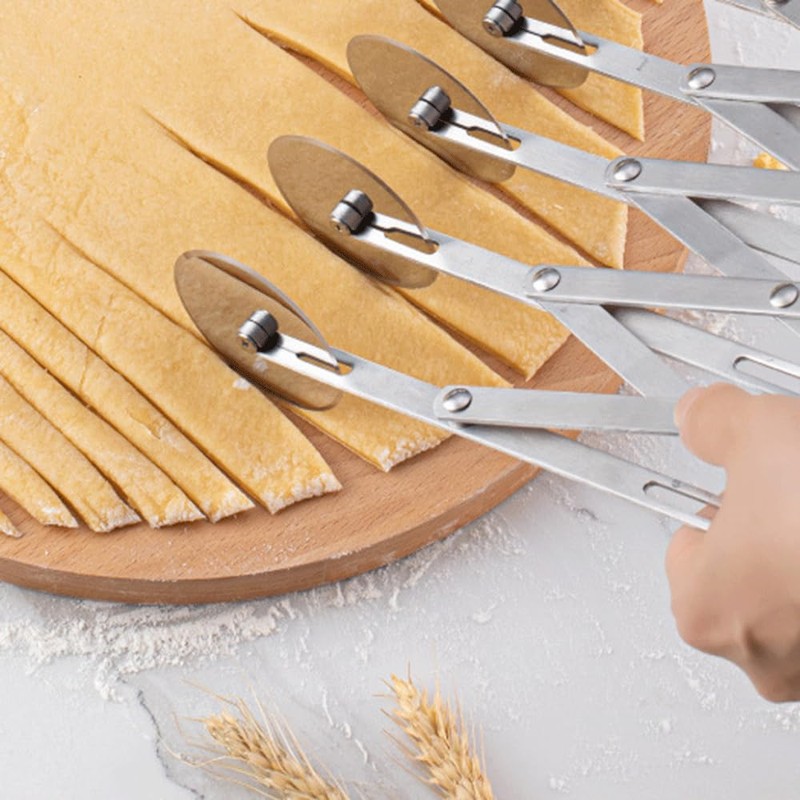 Pastry Multi-Wheel Cutter, Adjustable Pizza Slicer Multi-Round Baking Roller Dough