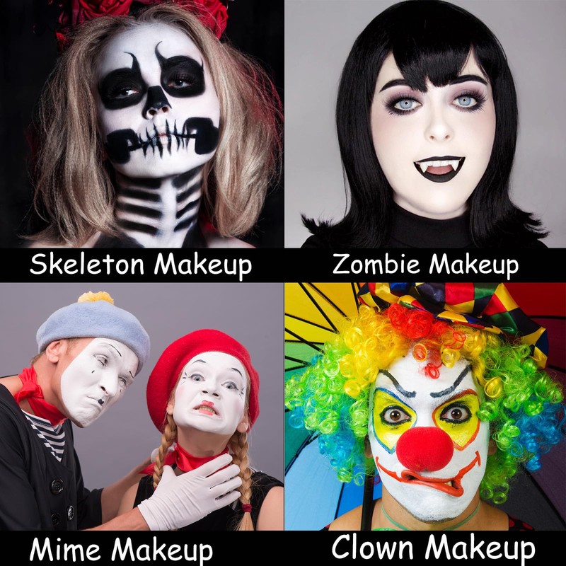 MEICOLY Clown Makeup Kit,White Black Red Face Body Paint for