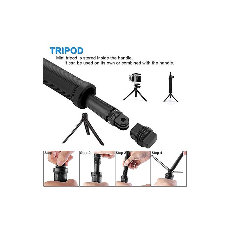 FitStill Waterproof 3 Way Tripod for Go Pro Hero 12/11/10/9/8/7/6/5/4