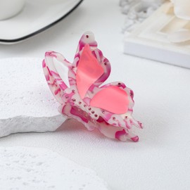 Butterfly Hair Clips Acetate Rhinestone Hair Claw Clips Jaw Clips，2.9 inch Beautiful Pink Butterfly Hair Clips Hair Accessories for Women(small butterfly-pink)