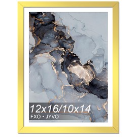 Fxojyvo 12 x 16 Frame Gold, Display Picture 10x14 with Mat or 12x16 Without Mat, Wall Hanging Large Picture Frame for Diamond Art Painting 30x40 cm - 1 Pack