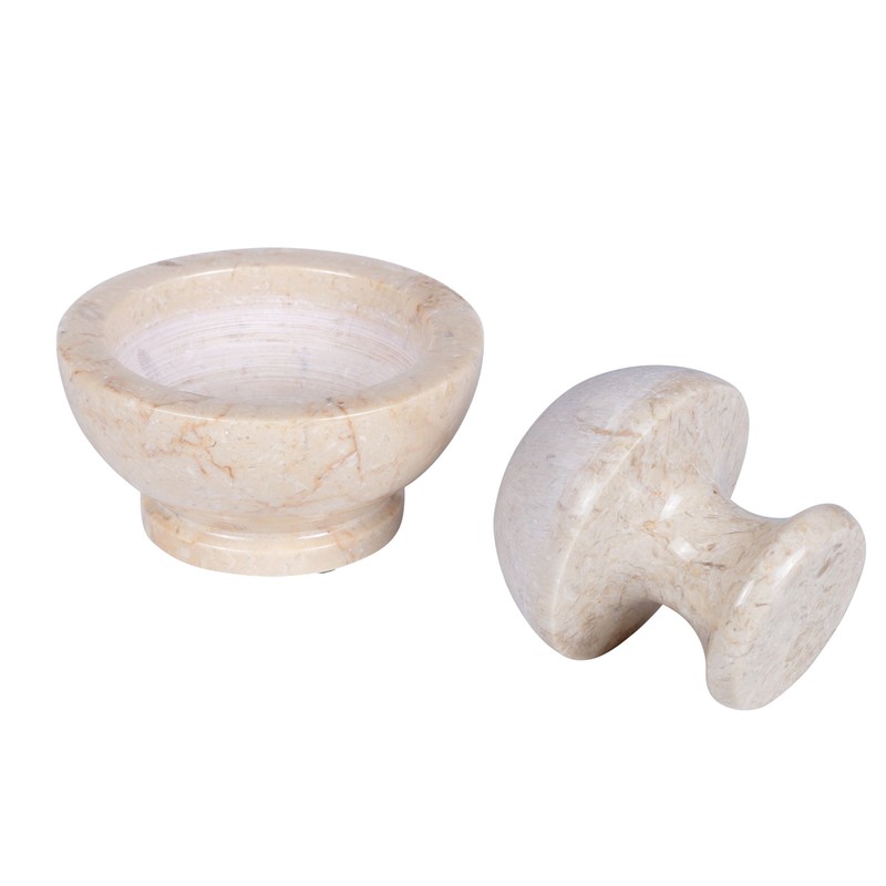 Creative Home Natural Champagne Marble Spice Grinder, Mortar and Pestle