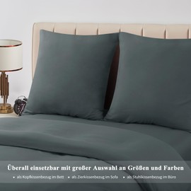 Aisbo Pillowcase, 50 x 50 cm, Set of 2, Anthracite, with Soft Microfibre Zip