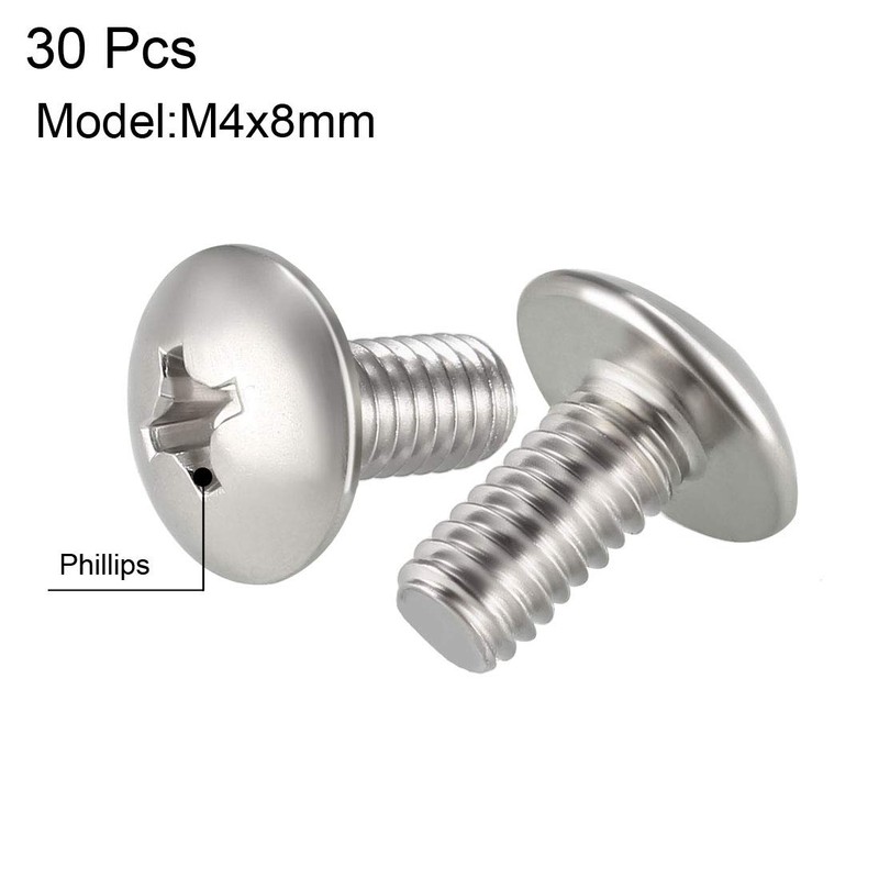 sourcing map Machine Screws, M4x8mm Phillips Screw, 304 Stainless Steel,
