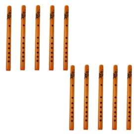 Dpaaoyer 10-Pack Chinese Traditional 6-Hole Bamboo Flute Recorder Clarinet Student Musical Instrument Wood Color