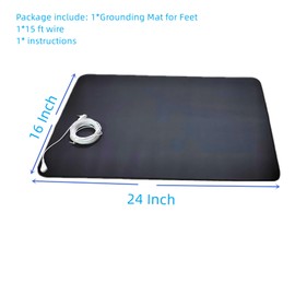 EASYMALL Grounding Mat for Feet, 24" x 16" Earthing Mat Grounding Pad for Feet, Conductive Carbon Pad with 16ft Grounding Cord, Anti-Slip PU Leather Grounding Mat for Sleep 2 Pack