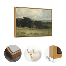 Framed Canvas Wall Art 8×10in Vintage Pasture Landscape Print Decor for Living Room Vintage Country Oil Painting Prints Nature Landscape Countryside Scenery Wall Art for Bedroom Office Home Decoration