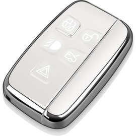 Tukellen for Land Rover Key Fob Cover Soft TPU Full Protection Key Shell Key Case Compatible with Land Rover LR4 Range Rover Sport Evoque Jaguar XF XJ XJL F-pace (White)