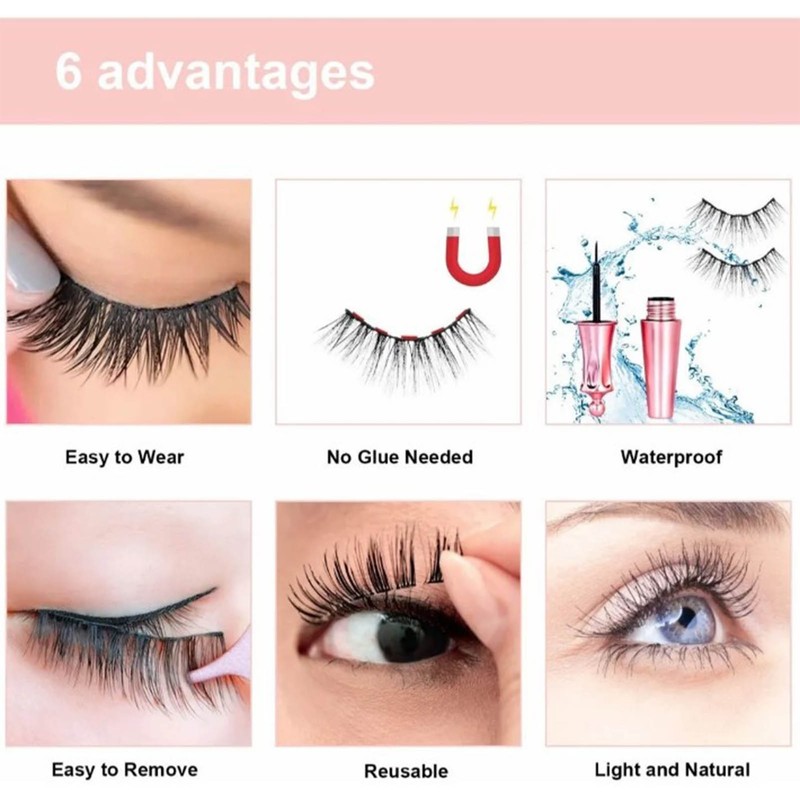 8 Pairs Magnetism Lashes Eyeliner Set Realistic Strong Hold Reusable