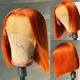 #350 Ginger Orange Bob Wig Human Hair 13X4 HD Ginger Bob Lace Front Wigs Human Hair Wear and Go Glueless Wig Human Hair Pre Plucked Hd Lace Frontal Wig With Baby Hair Short Bob Wig For Black Women