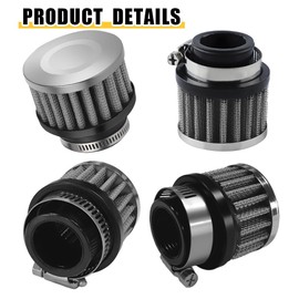 HQRNYP Air Filter, Valve Cover Breather, 25mm Auto Crankcase Cold Air Filter Cleaner with Adjustable Clamp, Breather Turbo Vent Cleaner Automotive Accessories Fit for Cars and Motorcycles (Silver)