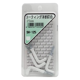 Wake Sangyo SH-125 Coated Western Folding Nail Hanging Bracket, White, 1.0 inches (25 mm), L-Shaped, For Wooden Parts, 4 Pieces