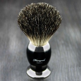 Black and metal colour base shaving brush with pure black roof hair for men.