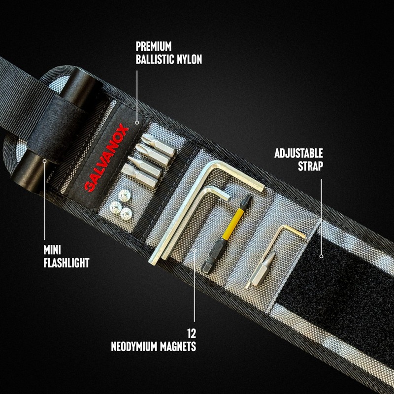 Galvanox Magnetic Wristband with LED Flashlight - Nylon Wrist Magnet
