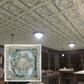 Used Tin Ceiling Tiles, Metalized Ceiling Panels, Suspended Wall Panels, 2'X2' Tiles PL08 Bluish Gold 10Piece