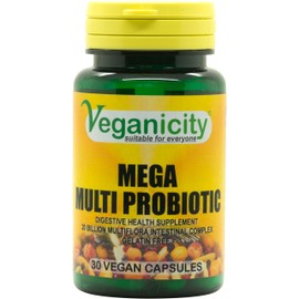Veganicity Mega Multi Probiotic 20 Billion Multi-strain Probiotic : Digestive Health Supplement : 30 Vegan Capsules, in a planet-friendly 99% recycled pot