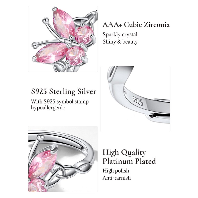 SILVERCUTE Statement Pink Ring Sterling Silver Celtic Knot Design Luxury