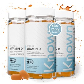 Known Tasty Vitamin D Gummies - 25μg Vitamin D3 for Immune & Bone Health - Natural Orange Flavour - 60 Gummies, 3 Months Supply