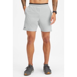 Fabletics Men's The Fundamental Short II, Workout, Running, Training, Gym, Yoga, Ultra Lightweight,7" Inseam, L, Mineral Grey