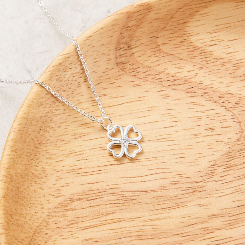 Philip Jones Sterling Silver Clover Necklace Created with Zircondia® Crystals
