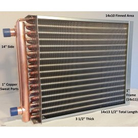 BadgerPipe 14x10 Water to Air Heat Exchanger~~1" Copper Ports w/EZ Install Front Flange
