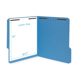 50 Fastener File Folders, 1/3 Cut Reinforced Tab, Durable 2 Prongs Designed to Organize Standard Medical Files, Law Client Files, or Office Reports, Letter Size, Assorted Colors, 50 Pack