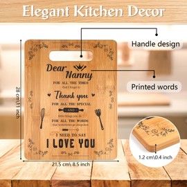 Nanny Chopping Board, 28Lx21.5W cm Wooden Nanny Cutting Board for Birthday Gifts, Bread & Meat Kitchen Serving Boards with Handle Mothers Day Present for Nanny