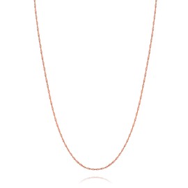 Thin Singapore Link Chain 1.5 mm 020 Gauge For Women Necklace Rose Gold Plated 925 Sterling Silver Made In Italy 16 Inch