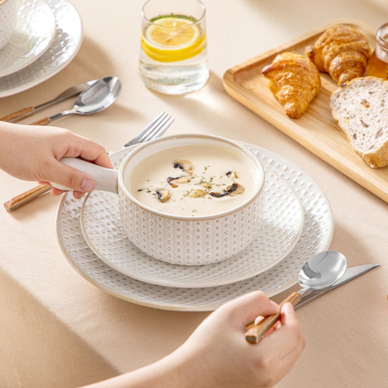 MALACASA French Onion Soup Bowls with Handles - 20 oz