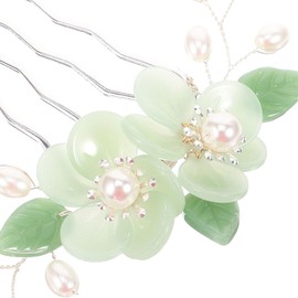 Hanfu Hair Sticks Chinese Hair Stick Flower Hairpin Decorative Chignon Hair Pin Hair Accessories for Women Girls Flower Chignon Pin (Green, One Size)