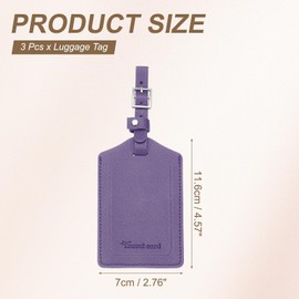 PATIKIL Suitcase Luggage Tags, Purple PU Leather Name Tags Airplane Bag Accessories Travel Essentials with Private Protection for Flying Hotel Check in Luggage Bags Men Women, 3 Pcs