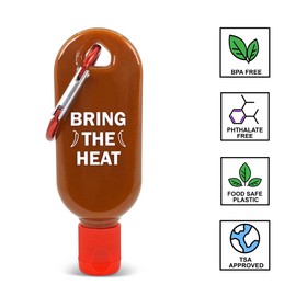 Hot Sauce Keychain Mini Hotsauce Bottle 1 Oz Food Grade BPA-Free Travel Hot Sauce Mini Bottle | Two Pack, Empty, Refillable, Bring the heat anywhere on your keychain, Ships Empty, with Funnel