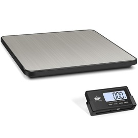 QP Shipping Scale, 440 lb/0.35 oz High Accuracy Digital Postal Scale, Postage Scale, Wireless LCD Display, Hold/Tare Function, Lightweight Scale for Packages/Luggage/Pet, Battery & AC Adapter Included
