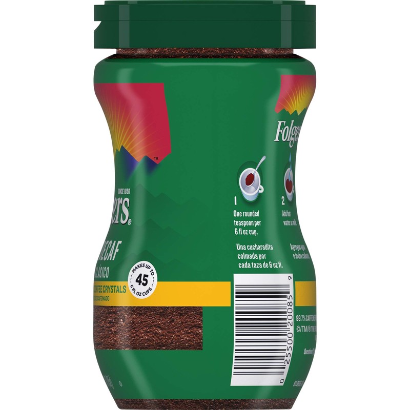 Folgers Classic Decaf Decaffeinated Instant Coffee Crystals, 8 Ounces