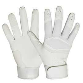 CUTTERS B353S Prime Hero 3.0 Solid Ambidextrous Baseball Softball Batting Gloves Medium White