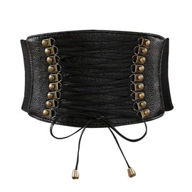 VOCHIC Womens PU Leather Belt High Waist Cincher Belt Corsets for Waist Training Wide Black Corset Belt