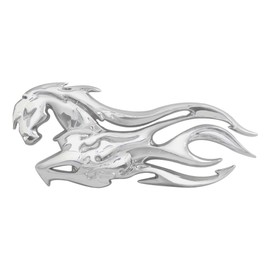 Grand General 90191 Chrome Plastic 'Flamed Horse' Mud Flap Cut-Out Accent