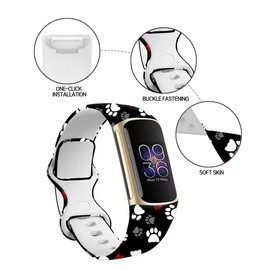 BOSPFJG Sport Bands Compatible with Charge 6 /Charge 5 for Women Men,Soft Waterproof Replacement Straps Wristbands for Charge Advanced Fitness Tracker(Cute Dog Footprints)