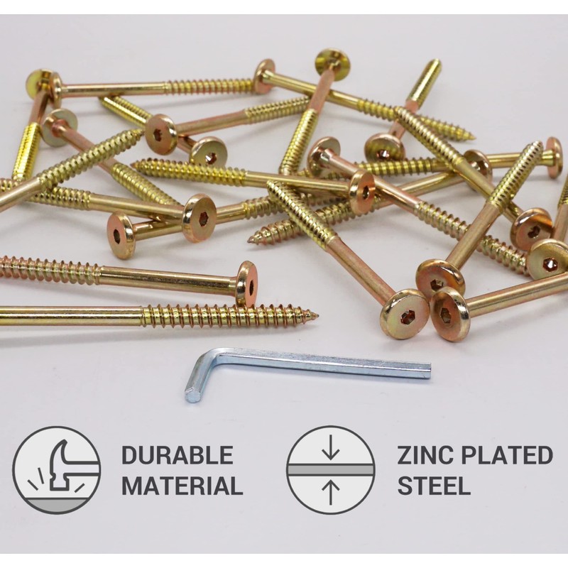 SKIR'CO (Pack of 30) Yellow Zinc Plated Wood Joining Screws