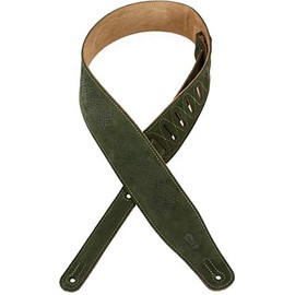 Levy's Leathers 2.5" Suede Leather Guitar Strap Celtic Knot Emboss Design; Green MS26CK-GRN